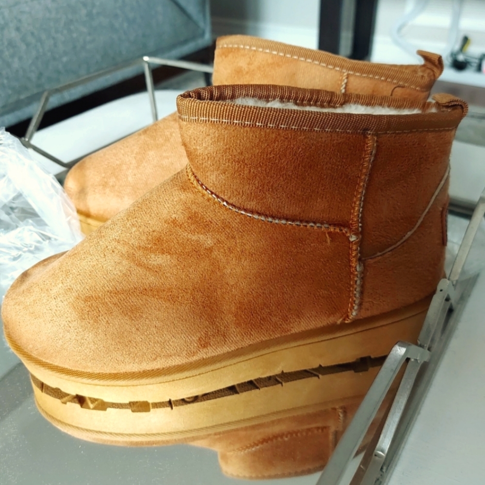 Cozy  Tan Suede Booties.